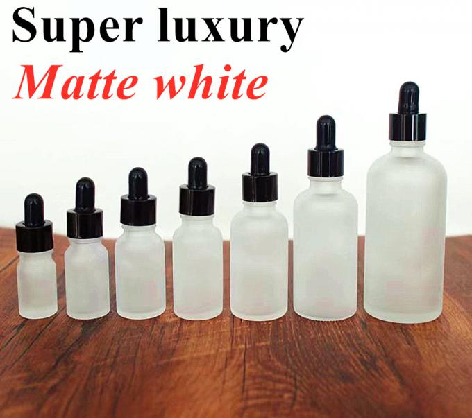 1oz 2oz 5ml 10ml 15ml 20ml 30ml 50ml Glass Cosmetic Serum Bottle White Frosted Round Shoulder Dropper Bottle for Essential Oil