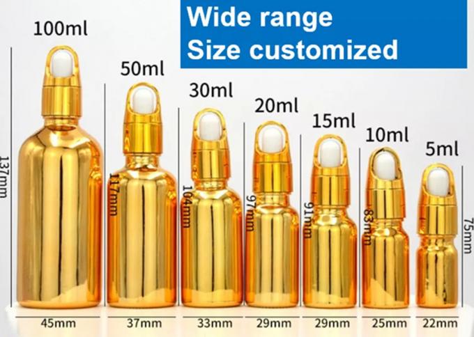 Hot Luxury 10ml 20ml 30ml 50ml Sliver Gold Plating Electroplate Essential Oil Serum Glass Dropper Bottle with Basket Cap
