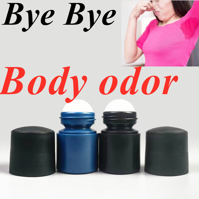50ml ब्लैक खाली एचडीपीई प्लास्टिक रोलर बॉल डिओडोरेंट पर प्लास्टिक रोल एंटीट्रांसपिरेंट ब्लैक ढक्कन के साथ बोतल
