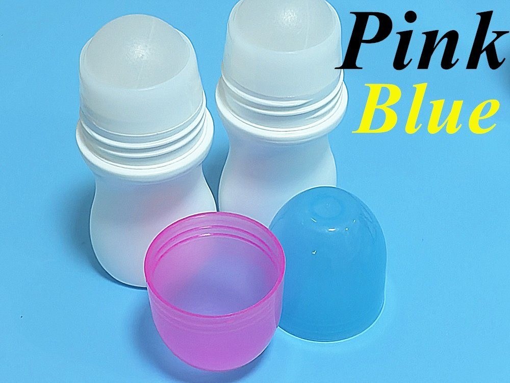 खाली 50ml आवश्यक तेल कॉस्मेटिक प्लास्टिक एचडीपीई रोलर बोतल बोतलों पर सफेद डिओडोरेंट रोल