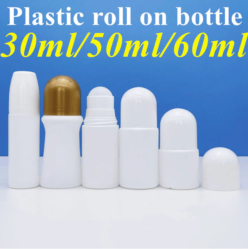 50 मिलीलीटर 60 मिलीलीटर आवश्यक तेल शरीर गंध भुजाओं के नीचे त्वचा देखभाल प्लास्टिक एचडीपीई डिओडोरेंट एंटीट्रांसपिरेंट प्लास्टिक बोतल पर रोल