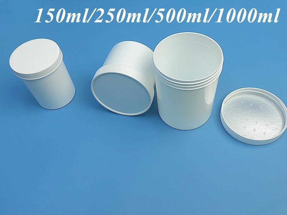 150ml 250ml 500ml 1000ml पीपी प्लास्टिक सफेद खाली लक्जरी गोल क्रीम मलहम पीपी जार कॉस्मेटिक जार ढक्कन के साथ पैकेजिंग