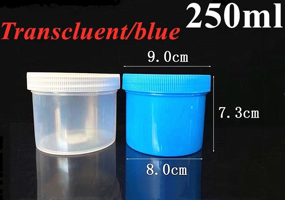 100ml 150ml 250ml 500ml पीपी कॉस्मेटिक जार पारदर्शी स्पष्ट नीला 16oz प्लास्टिक मलहम कॉस्मेटिक बर्तन