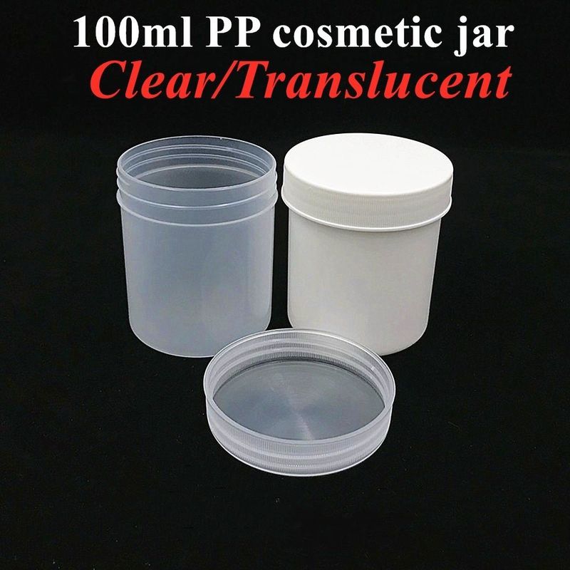 100ml 150ml 250ml 500ml पीपी कॉस्मेटिक जार पारदर्शी स्पष्ट नीला 16oz प्लास्टिक मलहम कॉस्मेटिक बर्तन