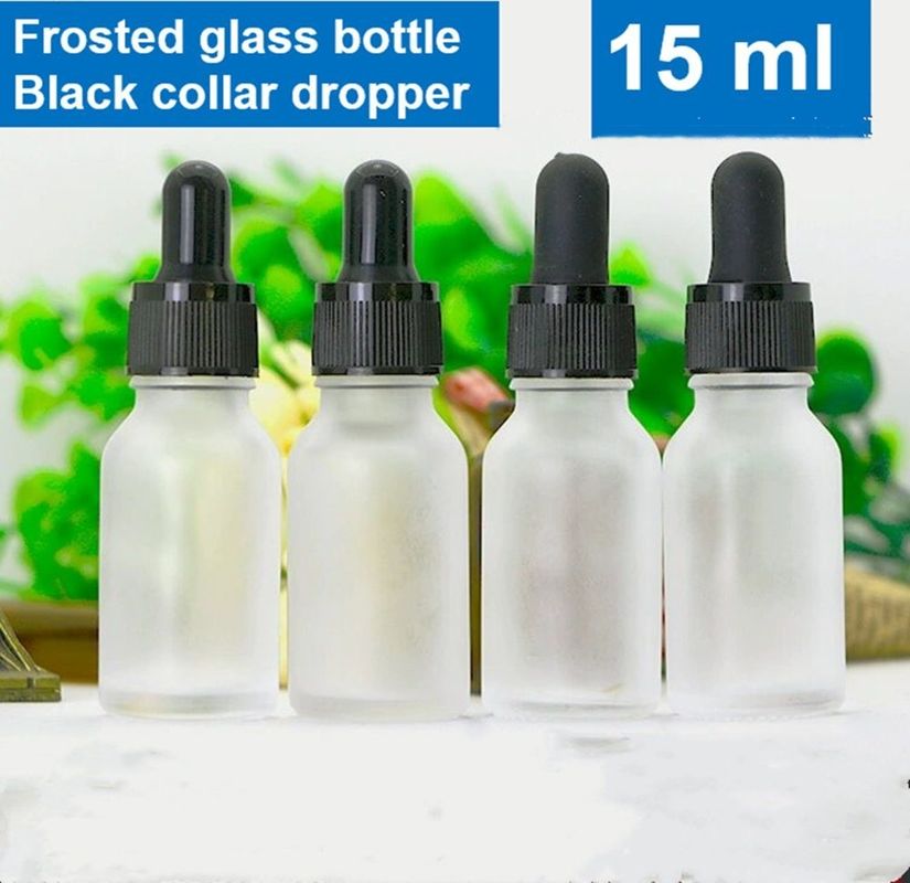 मैट मैट व्हाइट 20ml 30ml ग्लास ड्रिपर बोतल ग्लास सीरम आवश्यक तेल बोतल काले ड्रिपर कैप के साथ
