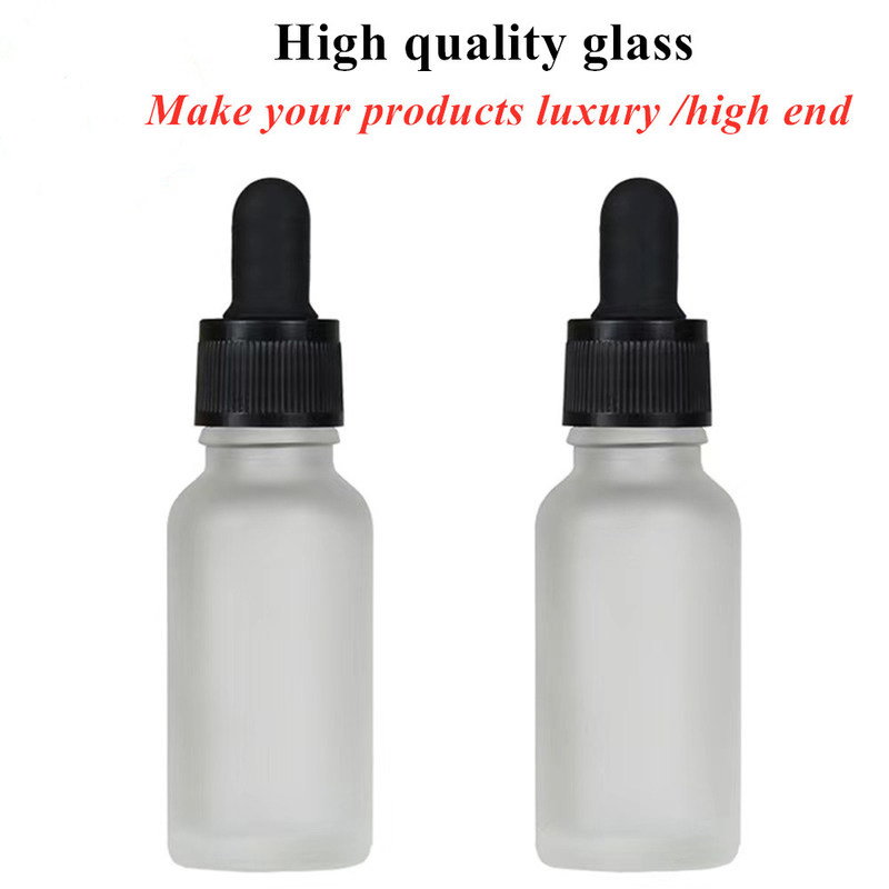 20ml 30ml50ml 2oz कॉस्मेटिक पर्सनल केयर आंख आवश्यक तेल ग्लास सफेद फ्रॉस्टेड ड्रॉपर कैप के साथ ड्रॉपर बोतल