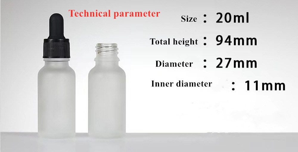20ml 30ml50ml 2oz कॉस्मेटिक पर्सनल केयर आंख आवश्यक तेल ग्लास सफेद फ्रॉस्टेड ड्रॉपर कैप के साथ ड्रॉपर बोतल