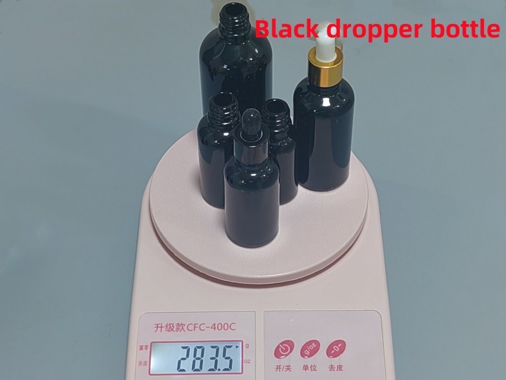 10ml 15ml 20ml 30ml 50ml 100ml चमकदार काला आवश्यक तेल कॉस्मेटिक ग्लास ड्रॉपर बोतल