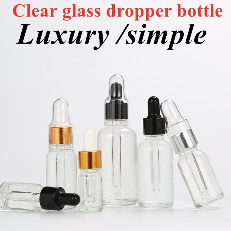 15 मिलीलीटर 20 मिलीलीटर 50 मिलीलीटर 100 मिलीलीटर लक्जरी खाली स्पष्ट पारदर्शी सीरम बालों के लिए आवश्यक तेल ग्लास ड्रॉपर बोतल त्वचा देखभाल के लिए