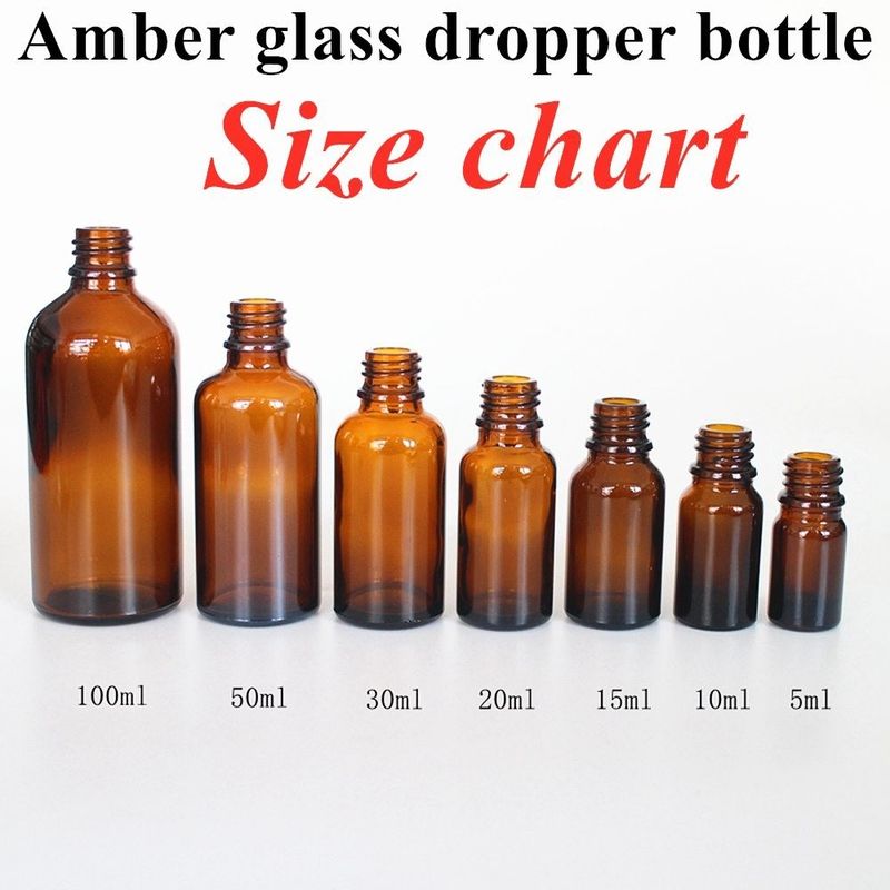 5ml 15ml 20ml 30ml 50ml कॉस्मेटिक पैकेजिंग गोल प्लास्टिक कॉलर फेशियल आवश्यक तेल एम्बर आवश्यक तेल ड्रॉपर बोतल