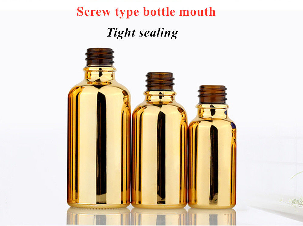 20ml 30ml 50ml खाली पुनः प्रयोज्य इलेक्ट्रोप्लेटिंग गोल्ड कॉस्मेटिक पैकेज सीरम त्वचा देखभाल आवश्यक तेल ग्लास ड्रॉपपर बोतल