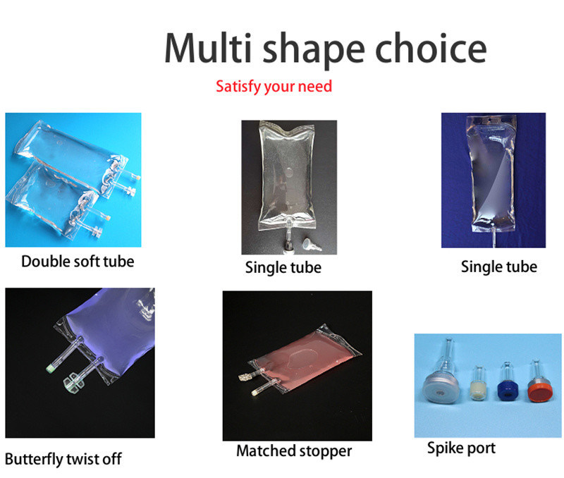 प्लास्टिक चिकित्सा बाँझ इन्फ्यूजन बैग 100ml 250ml 500ml पीवीसी सोडियम क्लोराइड समाधान IV इन्फ्यूजन द्रव बैग