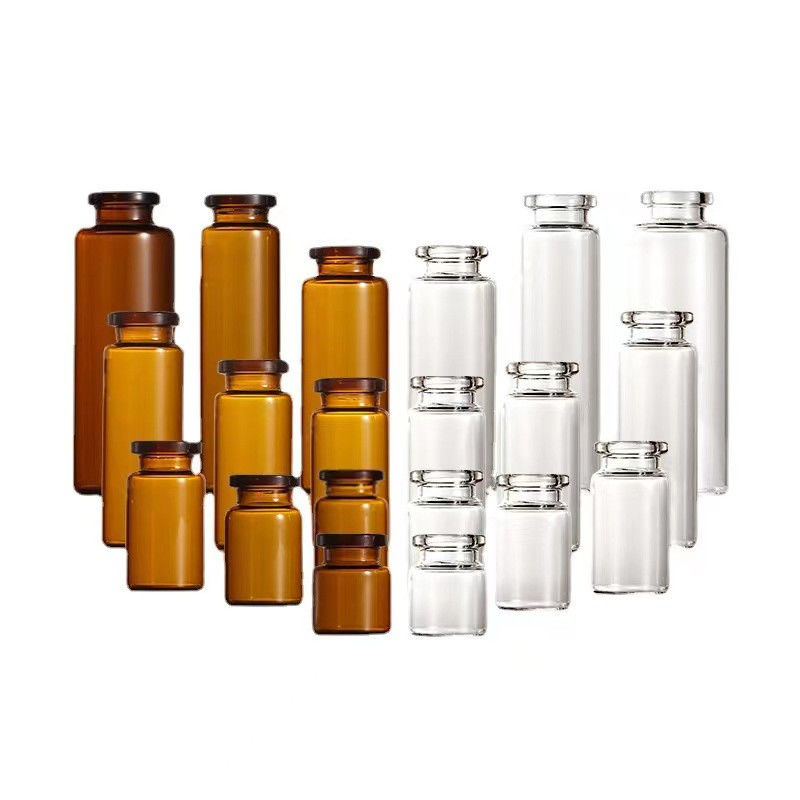 खाली 5ml 7ml 10ml छोटे फार्मास्युटिकल ग्लास की बोतलें स्पष्ट एम्बर मेडिकल क्रिम ट्यूबलर ग्लास फ्लायल बोतल