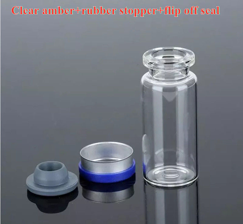 फार्मास्युटिकल 5ml 10ml खाली एम्बर क्लियर इंजेक्शन ट्यूबलर मेडिकल ग्लास की बोतल ब्यूटिल रबर क्लॉपर के साथ फ्लास्क की बोतल