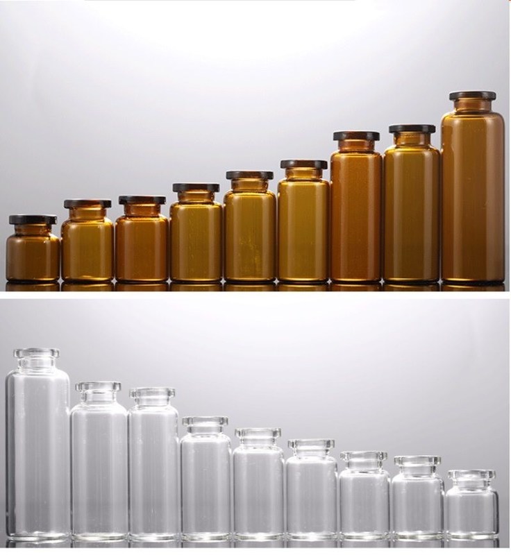 क्लियर मेडिकल ग्लास फ्लायल फार्मास्युटिकल 5ml 10ml 20ml क्लियर एम्बर खाली छोटे इंजेक्शन योग्य बाँझ ग्लास ट्यूबलर फ्लायल