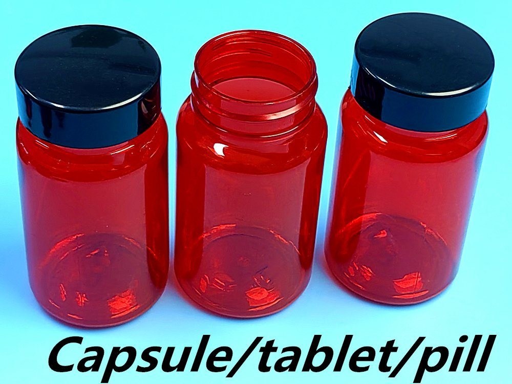 100 मिलीलीटर पालतू लाल फार्मास्युटिकल प्रिस्क्रिप्शन गोली कंटेनर बोतल पोषण पूरक कैप्सूल प्रोटीन दवा बोतल