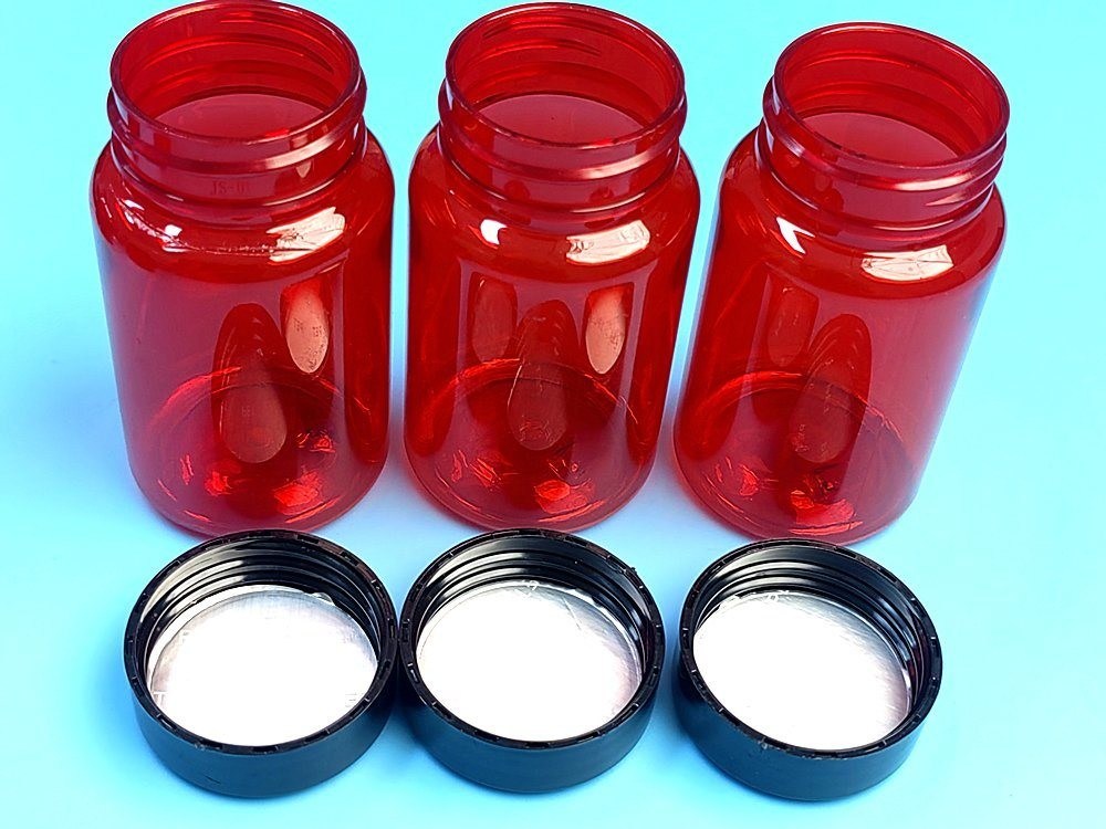 100 मिलीलीटर पालतू लाल फार्मास्युटिकल प्रिस्क्रिप्शन गोली कंटेनर बोतल पोषण पूरक कैप्सूल प्रोटीन दवा बोतल