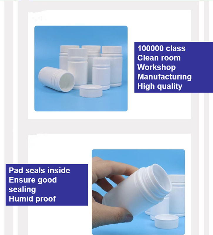 30ml 50ml 100ml सफेद पीई खाली प्लास्टिक विटामिन कैप्सूल सप्लीमेंट हेल्थकेयर टैबलेट मेडिसिन कैप्सूल गोली बोतलें