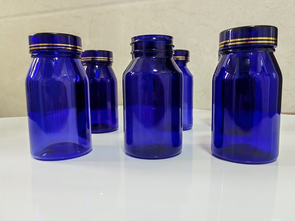 100cc 120cc 150cc प्लास्टिक की बोतल गोलियों के लिए कैप्सूल पारदर्शी नीली पालतू पुनः भरने योग्य प्लास्टिक ठोस खुराक दवा की बोतल