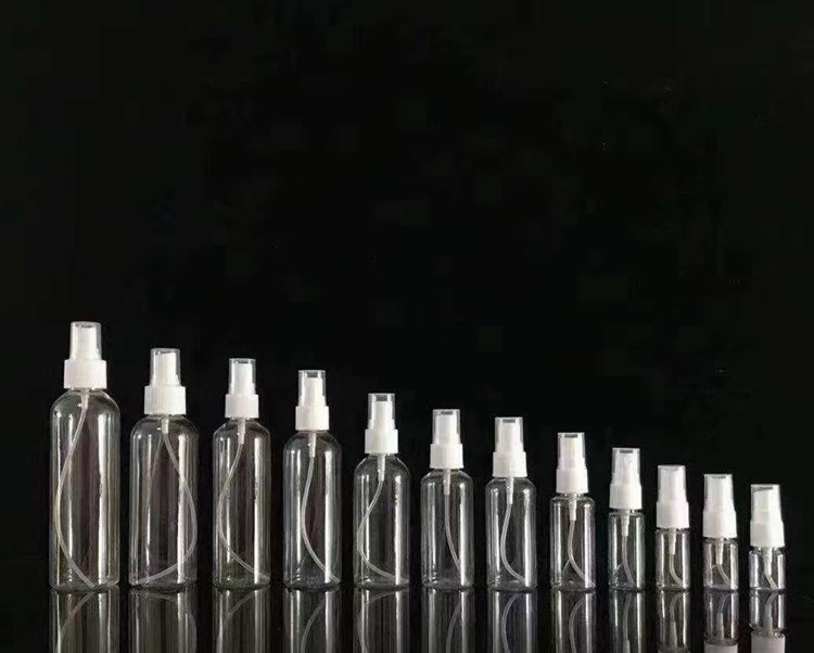 50 मिलीलीटर 60 मिलीलीटर 100 मिलीलीटर पीईटी पारदर्शी गोल अनुकूलन पुनः भरने योग्य हाथ सैनिटाइजर गोल पुनः भरने कॉस्मेटिक पीईटी प्लास्टिक स्प्रे बोतल