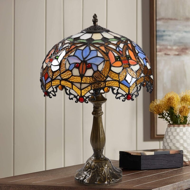 9 इंच 12 इंच भूमध्य हस्तनिर्मित रंगीन कांच सजावटी दीपक लिविंग रूम भोजन कक्ष बार कांच टेबल लाइट