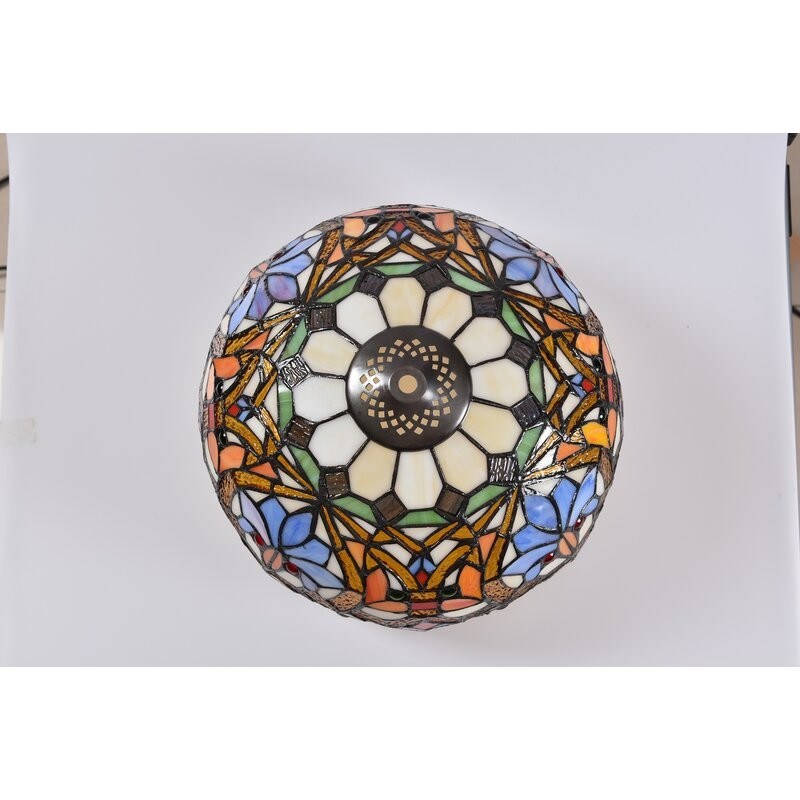 12 इंच यूरोपीय अमेरिकी पादरी रेट्रो एल्क रंगीन ग्लास टेबल लैंप लिविंग रूम बेडरूम कला उपहार डेस्क लैंप के बगल में