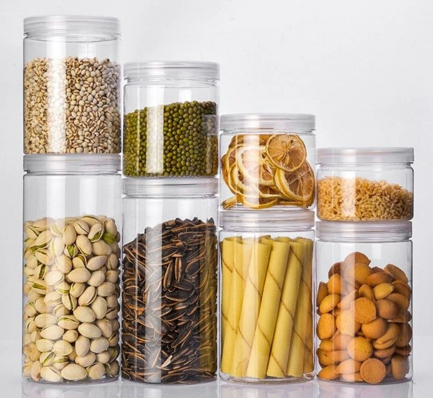 250ml 500ml PET Plastic Jar For Food Packing , Clear Plastic Cookie Candy Honey Food Jar With Aluminum Lid