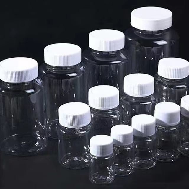 30ml PET Plastic Pill Tablet Medicine Bottle with Transparent Clear Design and Screw Cap